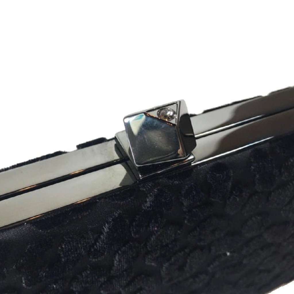 Jimmy Choo Jimmy Choo Celeste Black Devore Velvet Leopard Clutch Bag Black Leather Never worn - Box View