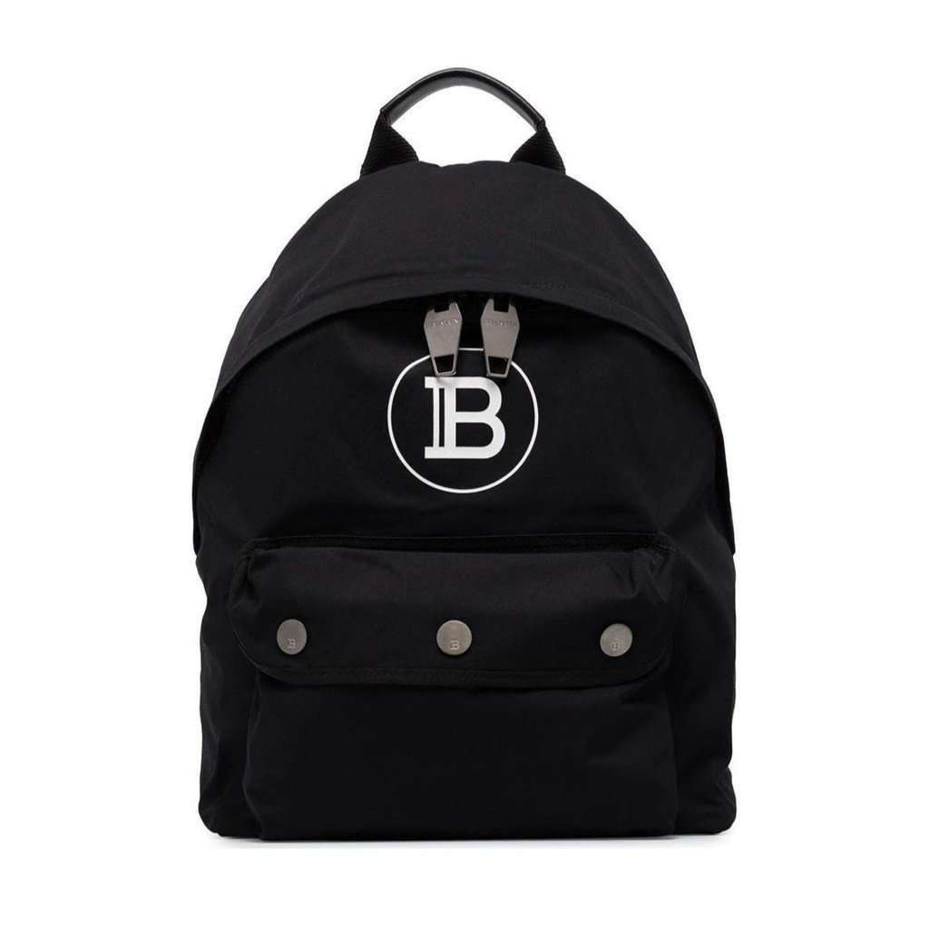 Balmain Balmain B-Back Black Nylon White Logo Backpack Black Leather Never worn - Back View