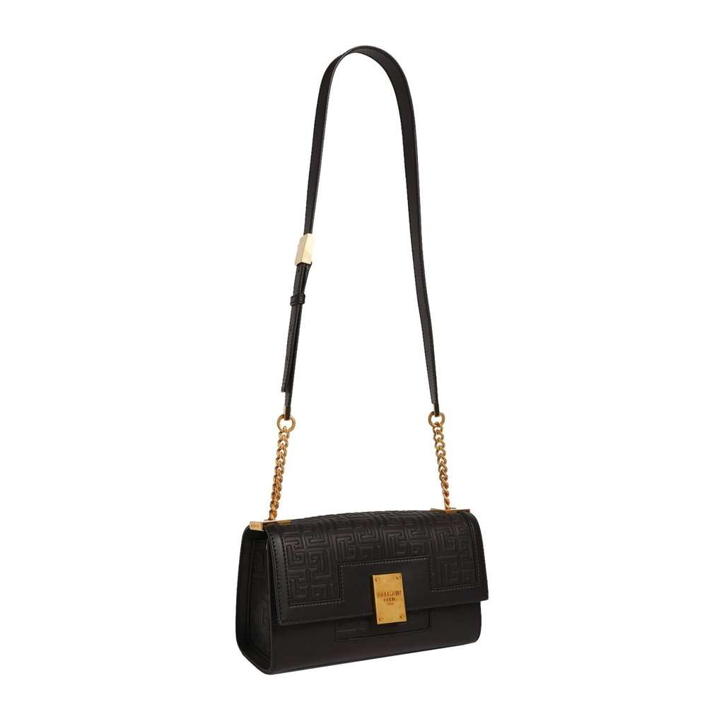 Balmain Balmain 1945 Black Leather Embossed Flap Medium Shoulder Bag Black Leather Never worn - Inside View