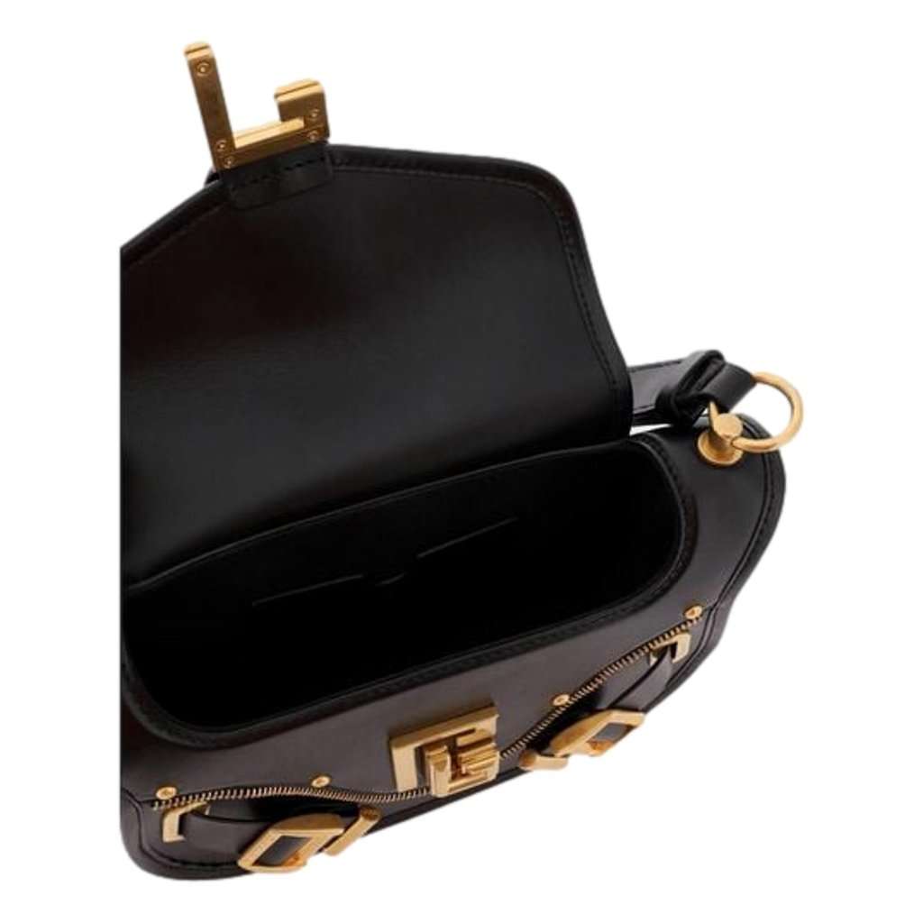 Balmain Balmain Blaze Black Smooth Calf Leather Medium Flap Shoulder Bag Black Leather Never worn - Model View