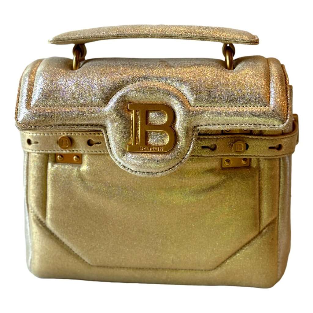 Balmain Balmain B-Buzz 23 Metallic Gold Tote Crossbody Shoulder Bag Calf Leather Gold Leather Never worn - Model View