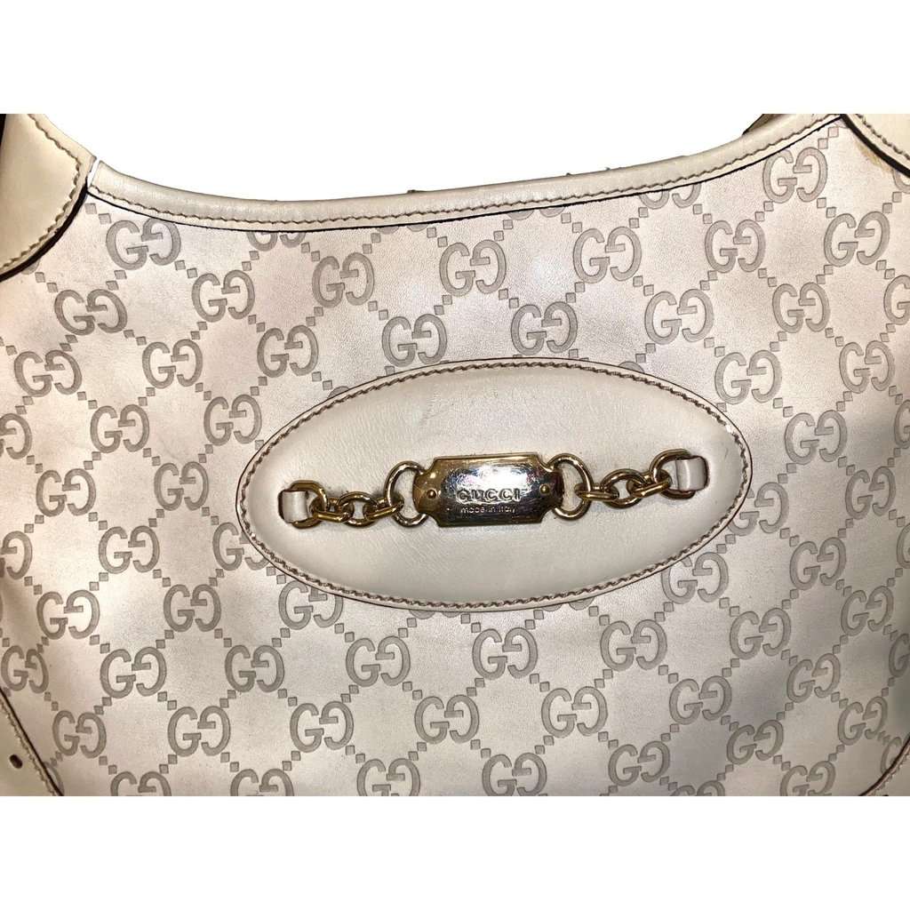 Gucci Gucci Guccissima Jackie O Punch Hobo Handbag Logo White Leather Pre-Owned White Leather Good condition - Box View