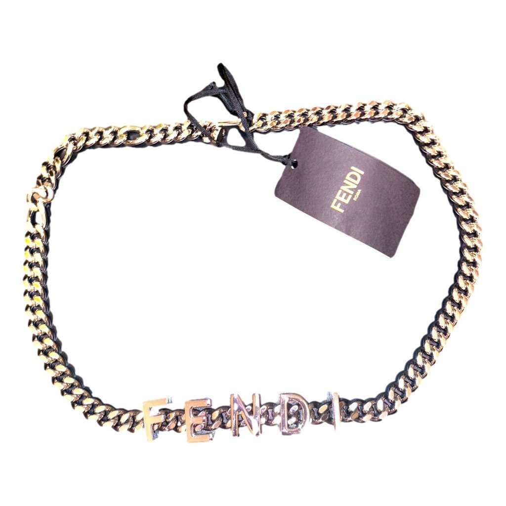 Fendi Fendi Lettering Silver Chain Statement Belt Size 65 Beige Never worn - Inside View