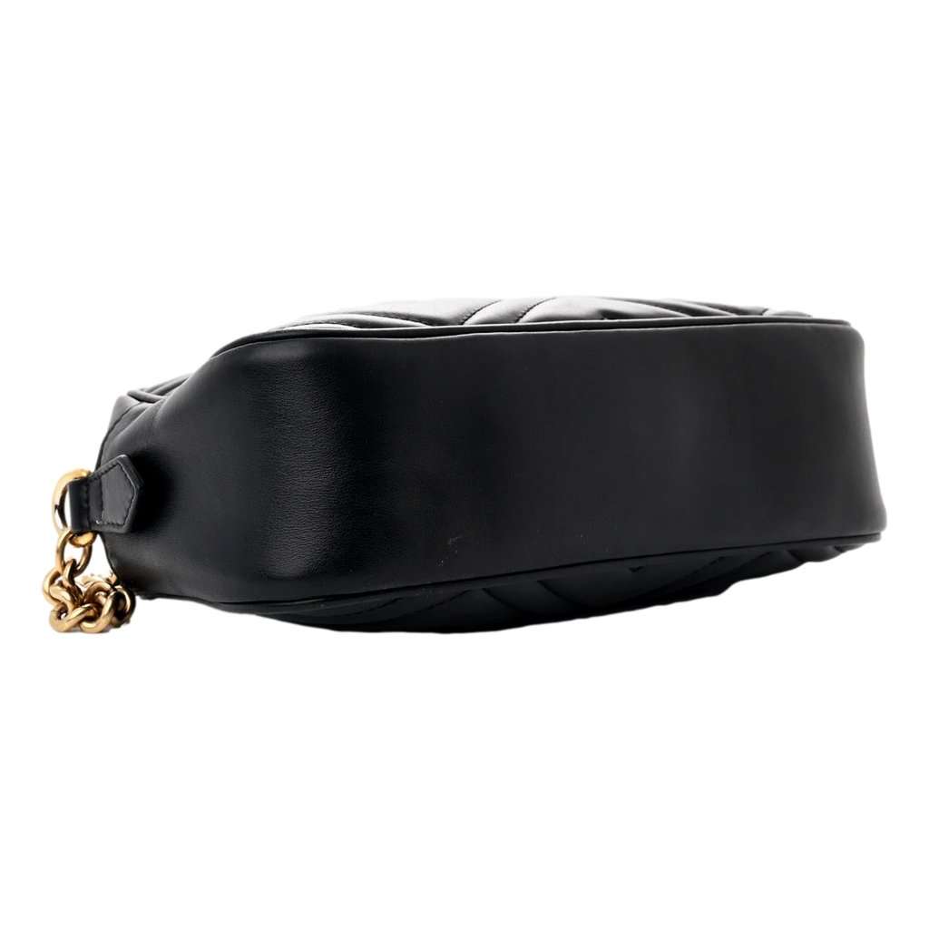 Gucci Gucci Calfskin Matelasse Small GG Marmont Chain Crossbody Bag Black Black Leather Good condition - Inside View