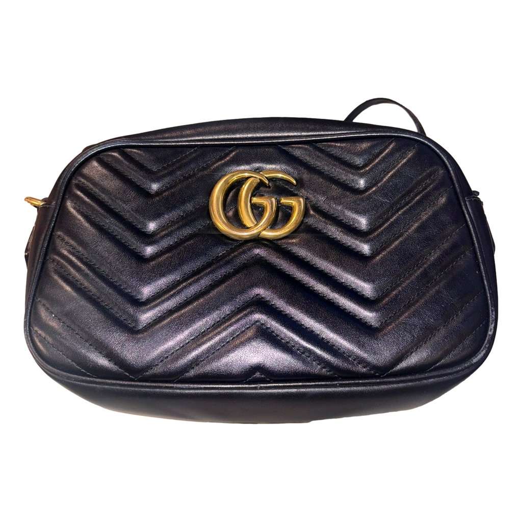 Gucci Gucci Calfskin Matelasse Small GG Marmont Chain Crossbody Bag Black Black Leather Good condition - Box View
