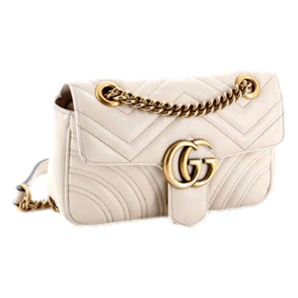 Gucci Gucci Calfskin Matelasse Medium GG Marmont Shoulder Bag Ivory White Leather Good condition - Back View