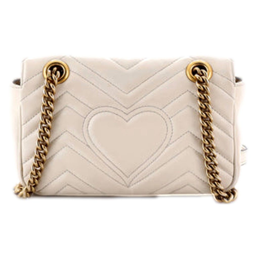 Gucci Gucci Calfskin Matelasse Medium GG Marmont Shoulder Bag Ivory White Leather Good condition - Model View