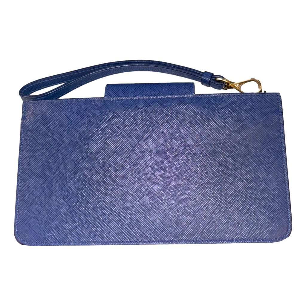 Prada Prada Saffiano Leather Blue Wristlet Clutch Wallet Blue Leather Good condition - Box View