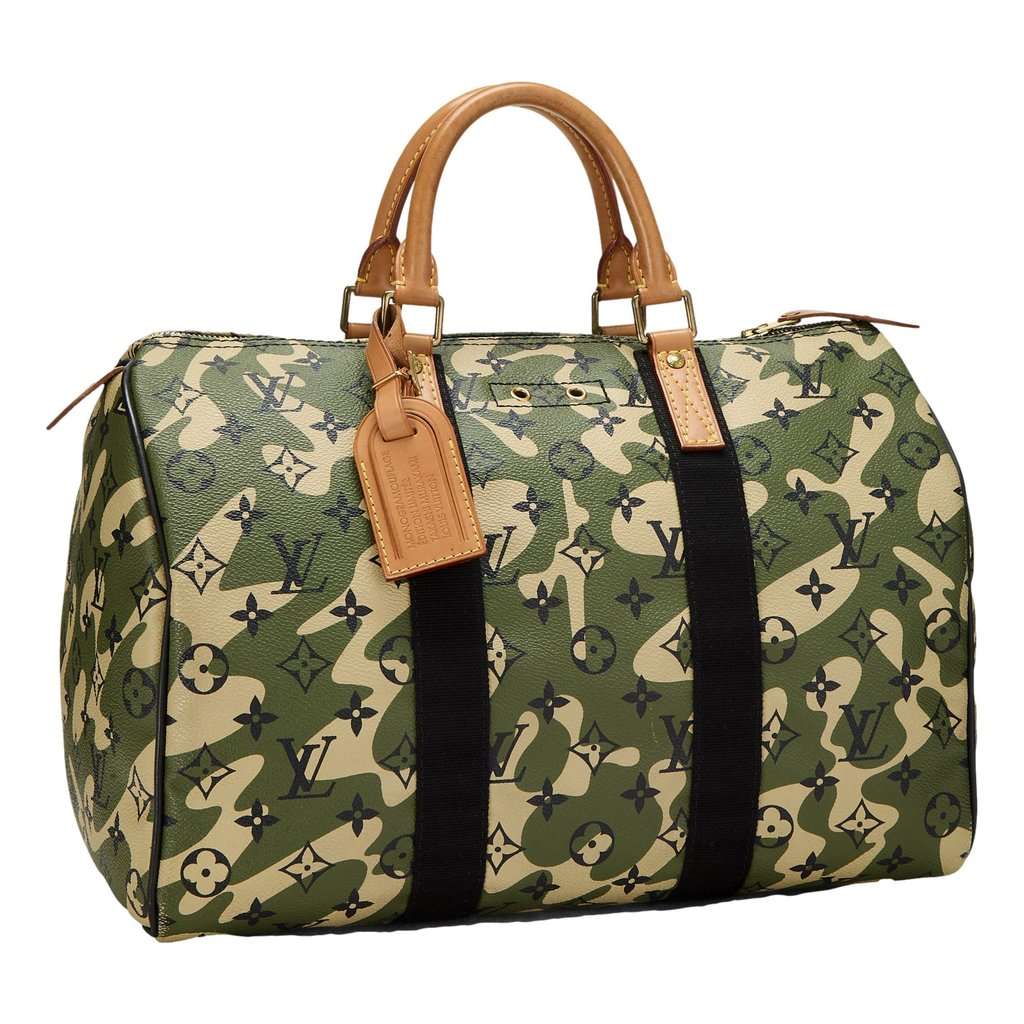Louis Vuitton Louis Vuitton x Takashi Murakami Monogramouflage Speedy 35 Duffle Handbag Green Leather Good condition - Back View