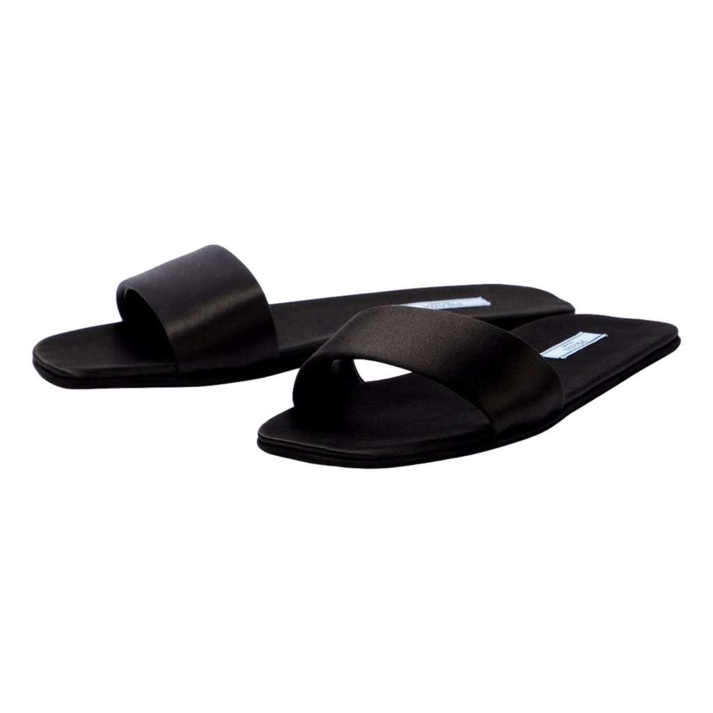 Prada Prada Black Silk Satin Slides with Matching Travel Case Holder Black Satin Never worn - Back View