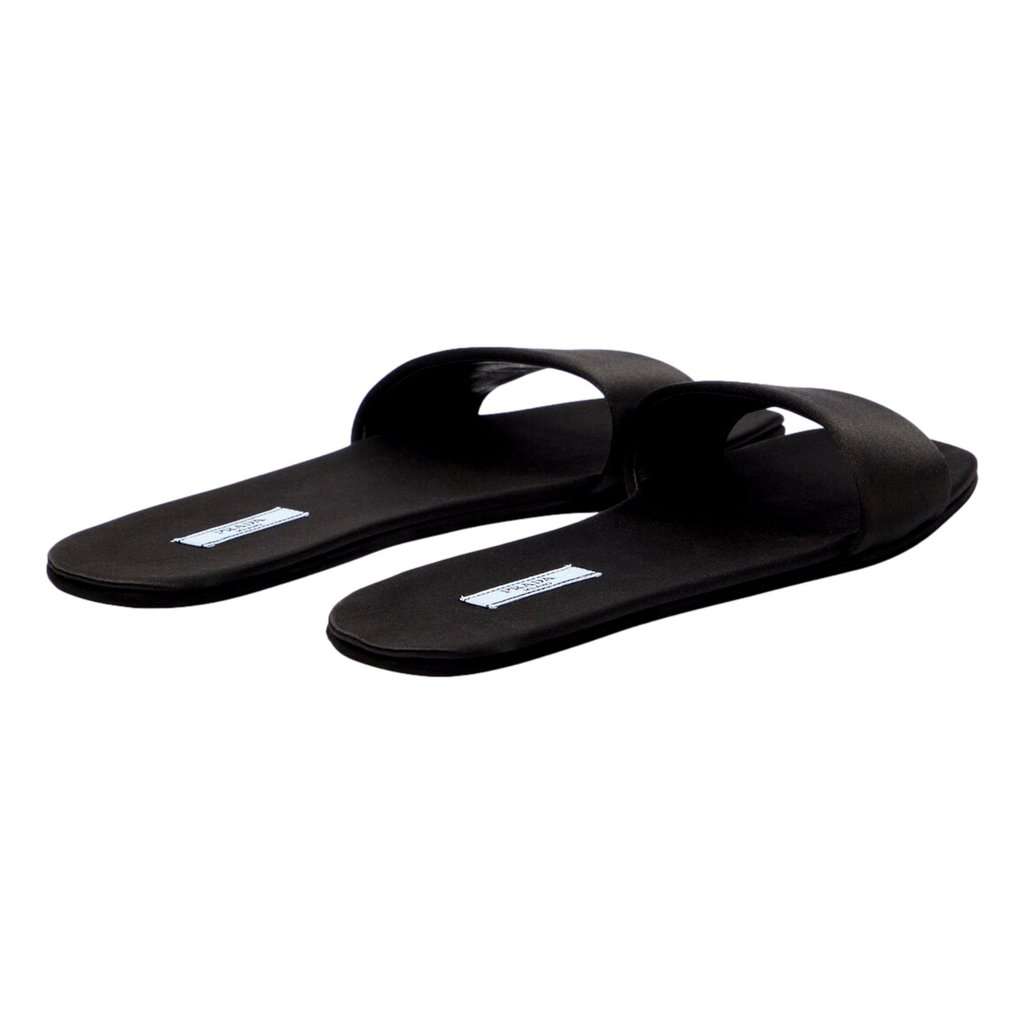 Prada Prada Black Silk Satin Slides with Matching Travel Case Holder Black Satin Never worn - Inside View