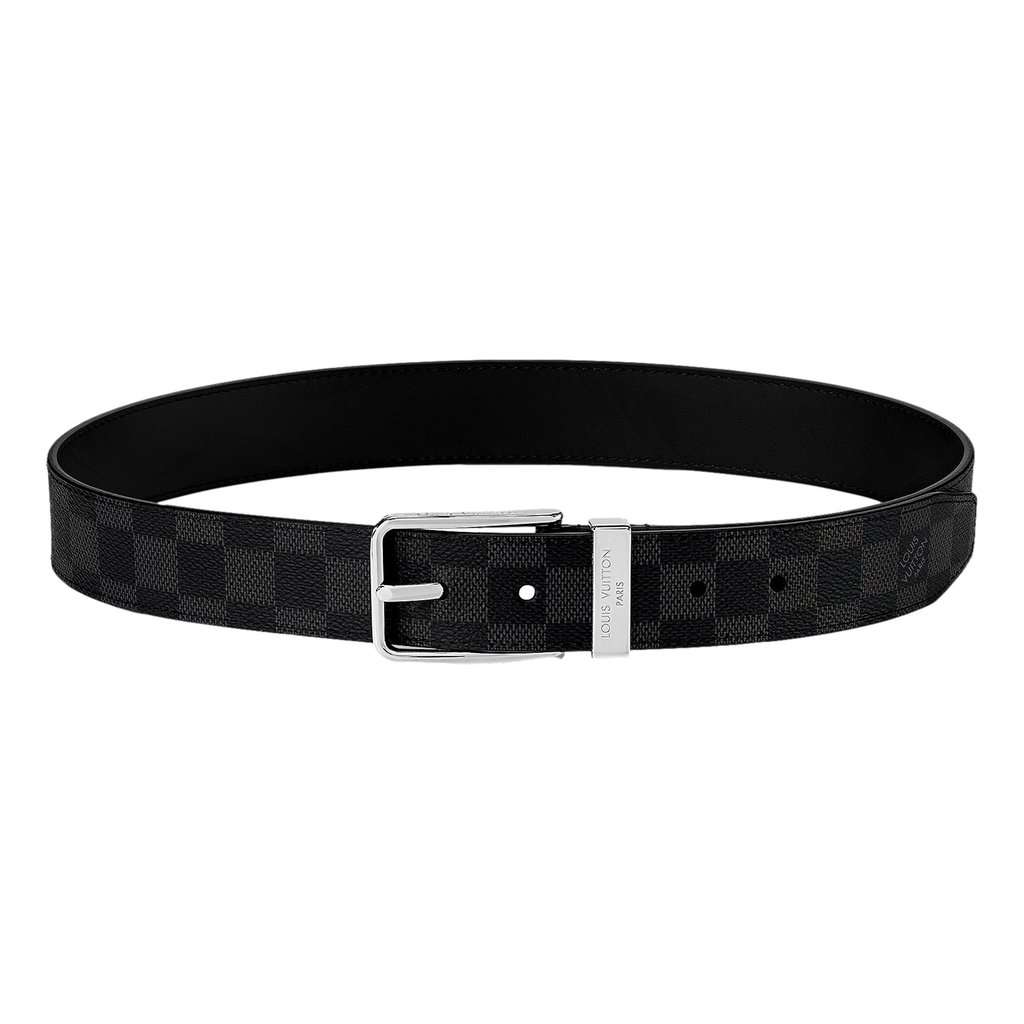 Louis Vuitton Louis Vuitton Pont Neuf 35mm Belt Damier Graphite Canvas 95 Black Leather Good condition - Front View