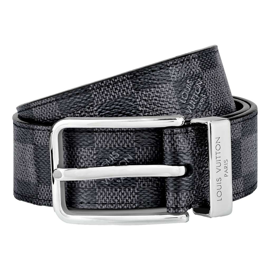 Louis Vuitton Louis Vuitton Pont Neuf 35mm Belt Damier Graphite Canvas 95 Black Leather Good condition - Back View