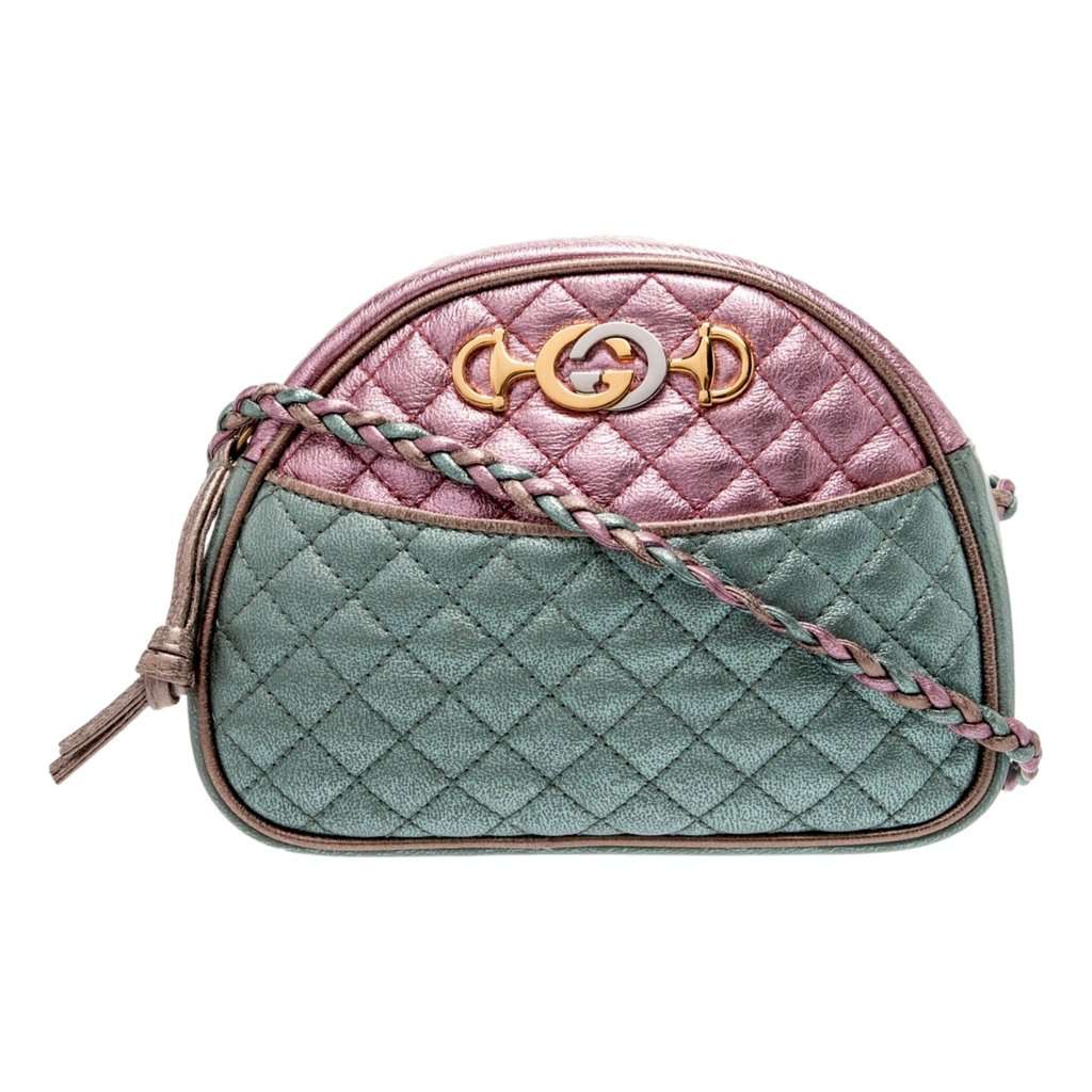 Gucci Gucci Mini Zumi Quilted Nappa Trapuntata Metallic Dome Crossbody Bag Pink and Blue Pink Leather Good condition - Front View