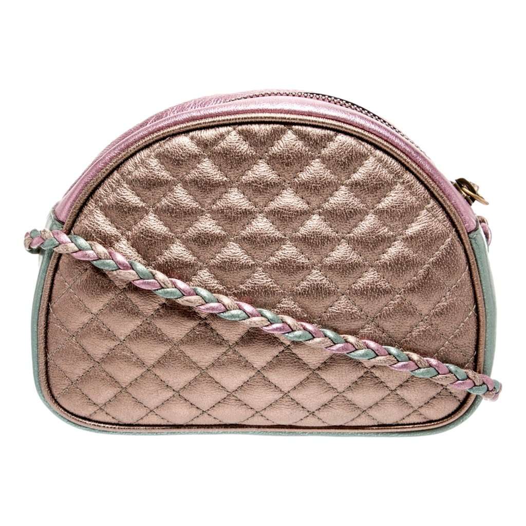 Gucci Gucci Mini Zumi Quilted Nappa Trapuntata Metallic Dome Crossbody Bag Pink and Blue Pink Leather Good condition - Inside View