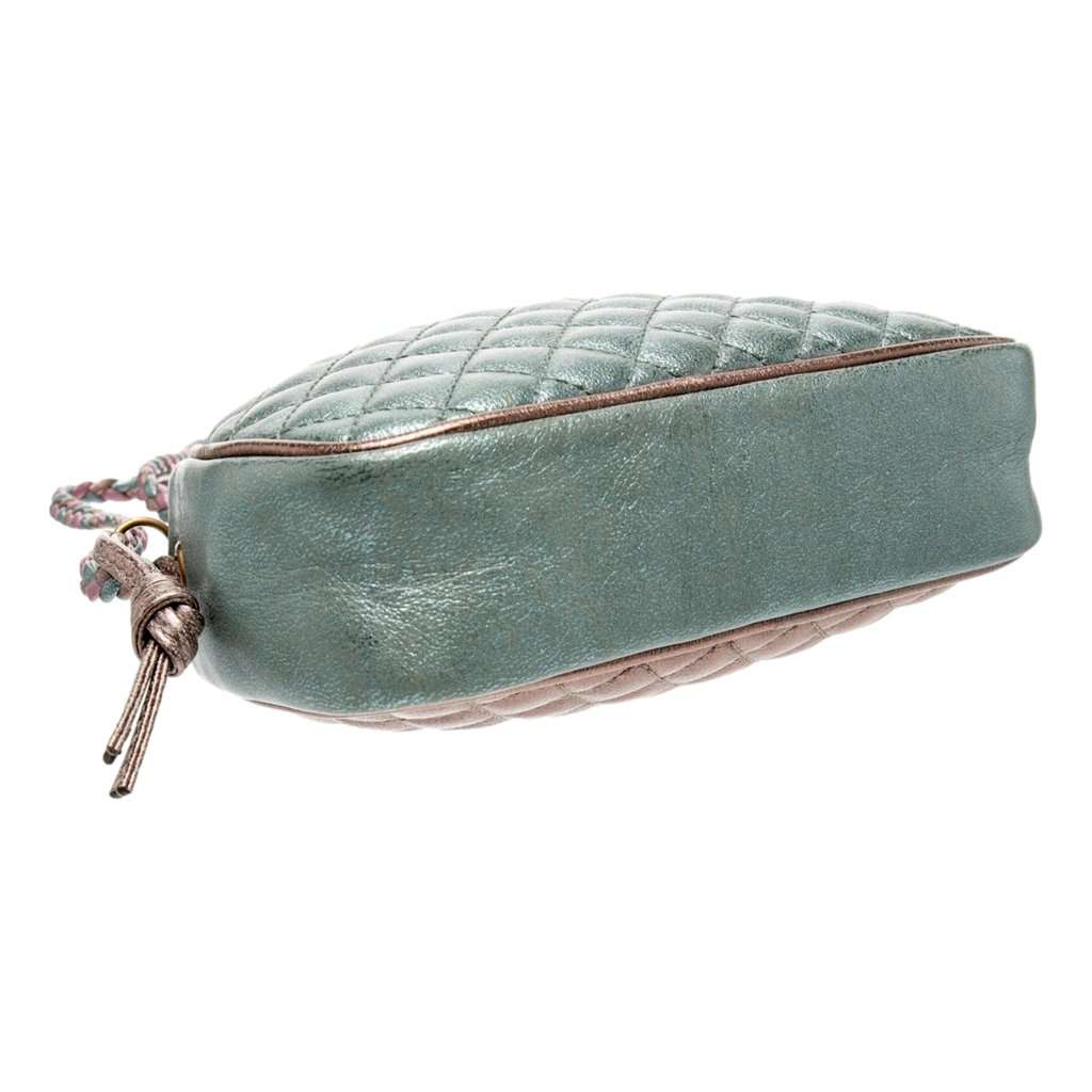 Gucci Gucci Mini Zumi Quilted Nappa Trapuntata Metallic Dome Crossbody Bag Pink and Blue Pink Leather Good condition - Model View