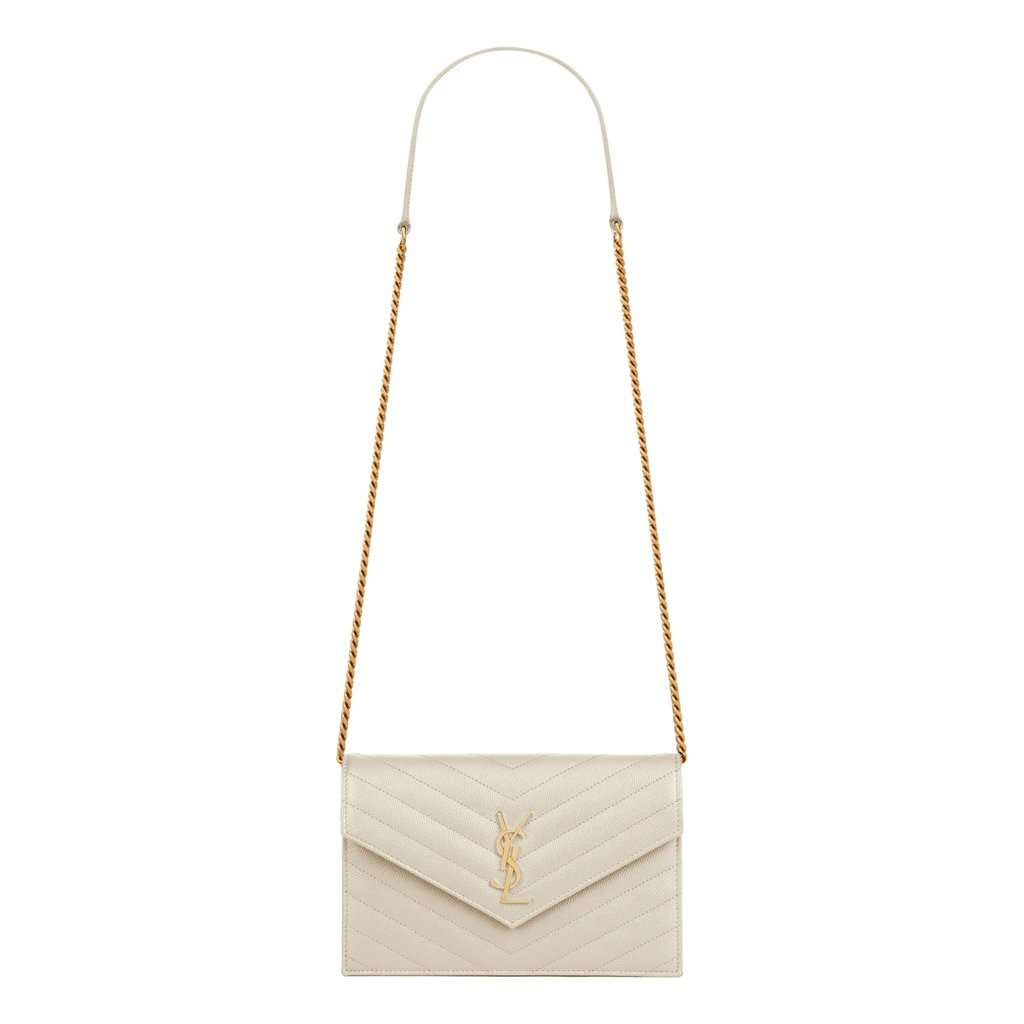 Saint Laurent Saint Laurent Cassandre Envelope Chain Wallet Crossbody Bag in Crema White White Leather Good condition - Front View
