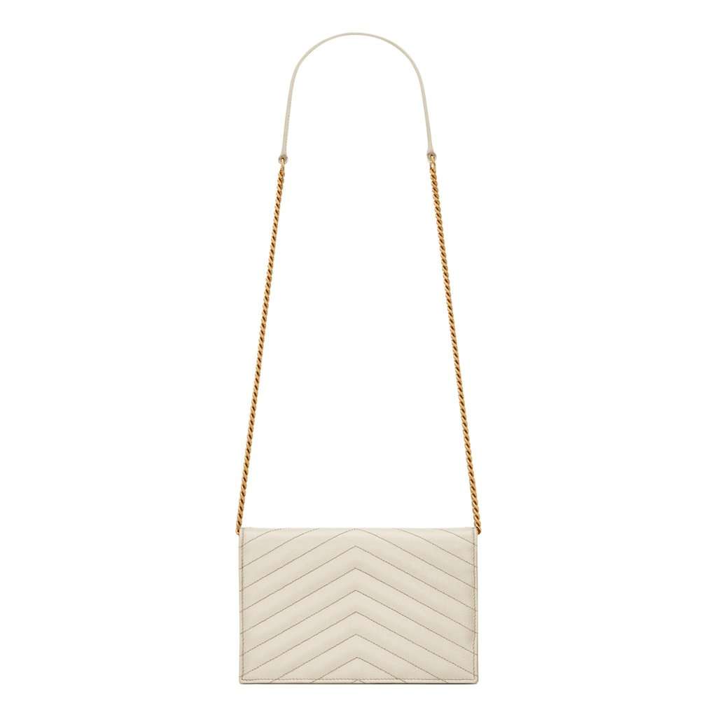 Saint Laurent Saint Laurent Cassandre Envelope Chain Wallet Crossbody Bag in Crema White White Leather Good condition - Back View