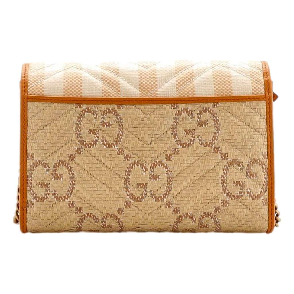 Gucci Gucci GG Marmont Raffia Wallet on Chain in Orange and Beige Orange Leather Good condition - Inside View