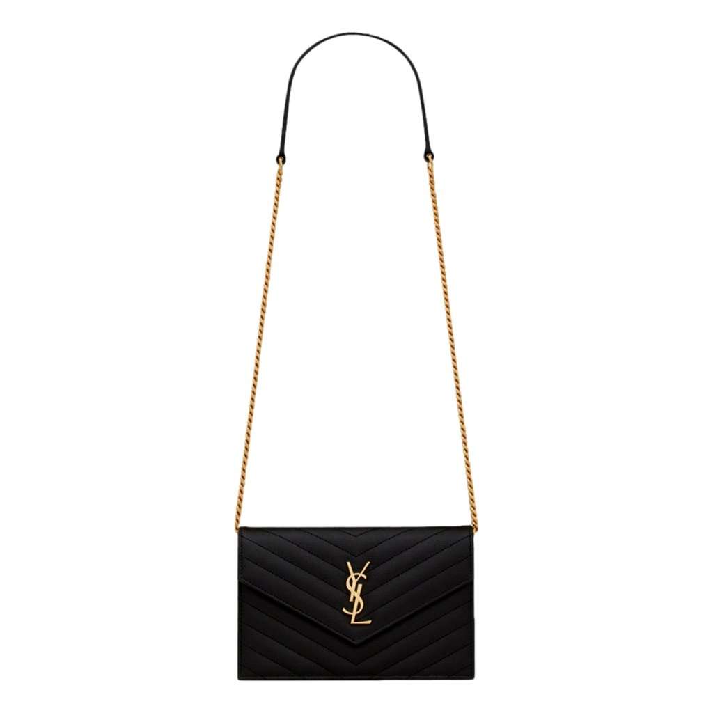 Saint Laurent Saint Laurent Cassandre Envelope Chain Crossbody Bag Black Leather Good condition - Front View