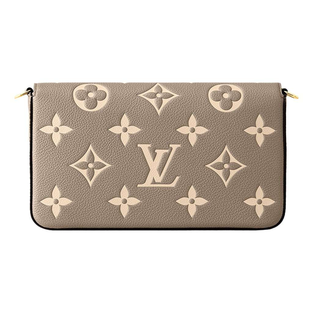 Louis Vuitton Louis Vuitton Pochette Felicie Monogram Empreinte Leather in Gray Grey Leather Good - Back View