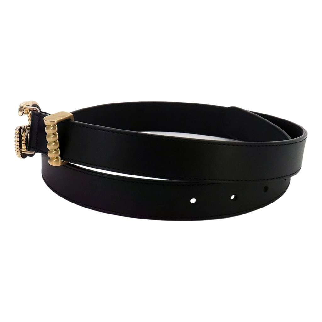 Gucci Gucci Black Leather Gold Double G Torchon Buckle Slim Belt 80/32 Black Leather Good condition - Box View