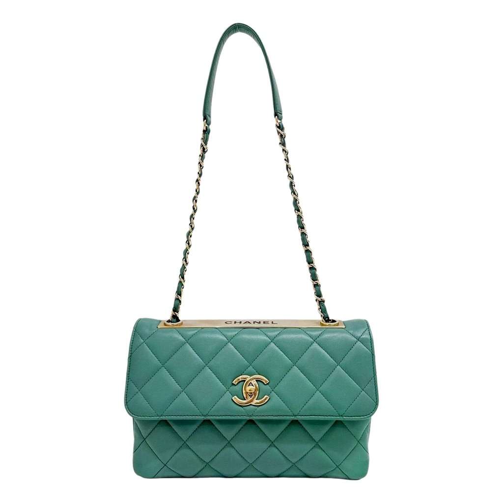 Chanel Chanel Trendy CC Flap Matelasse Aquamarine Leather Shoulder Bag Blue Leather Good condition - Front View