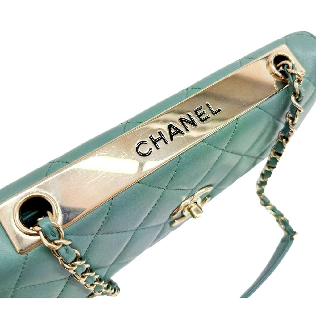 Chanel Chanel Trendy CC Flap Matelasse Aquamarine Leather Shoulder Bag Blue Leather Good condition - Inside View