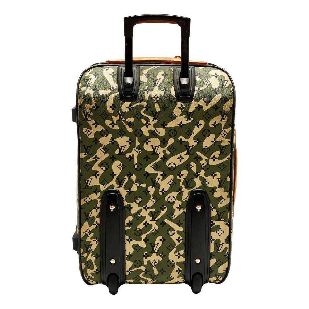Louis Vuitton Louis Vuitton x Takashi Murakami Monogramouflage Pegase 60 Rolling Suitcase Green Leather Good condition - Back View