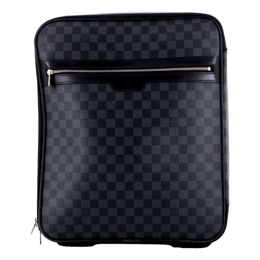 Louis Vuitton Louis Vuittton Pegase 45 Damier Graphite Canvas and Leather Rolling Suitcase Black Leather Good condition - Front View