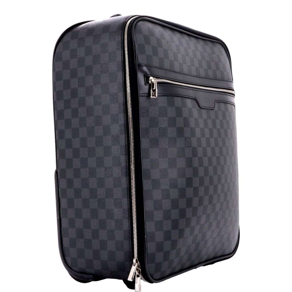 Louis Vuitton Louis Vuittton Pegase 45 Damier Graphite Canvas and Leather Rolling Suitcase Black Leather Good condition - Back View