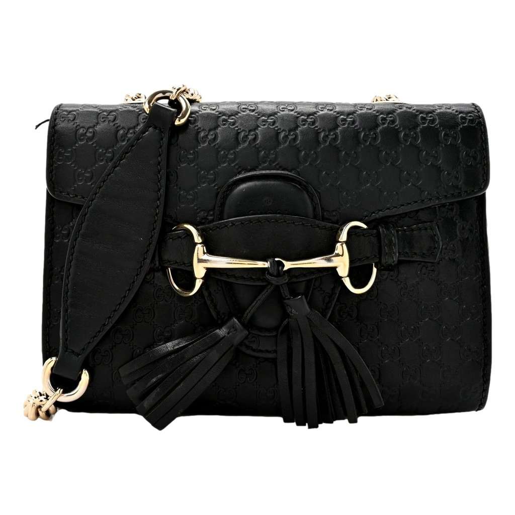 Gucci Gucci Microguccissima Mini Emily Chain Shoulder Bag Black Black Leather Good - Front View