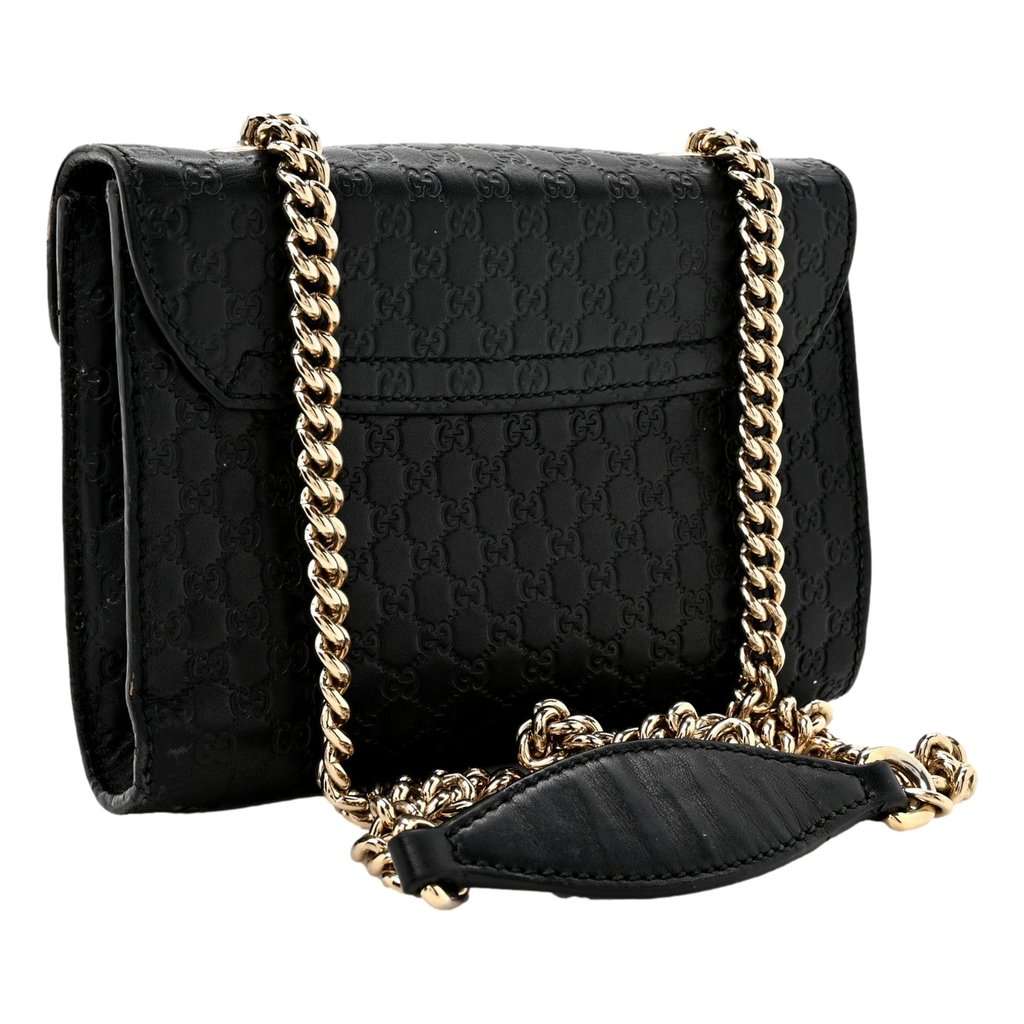 Gucci Gucci Microguccissima Mini Emily Chain Shoulder Bag Black Black Leather Good - Model View