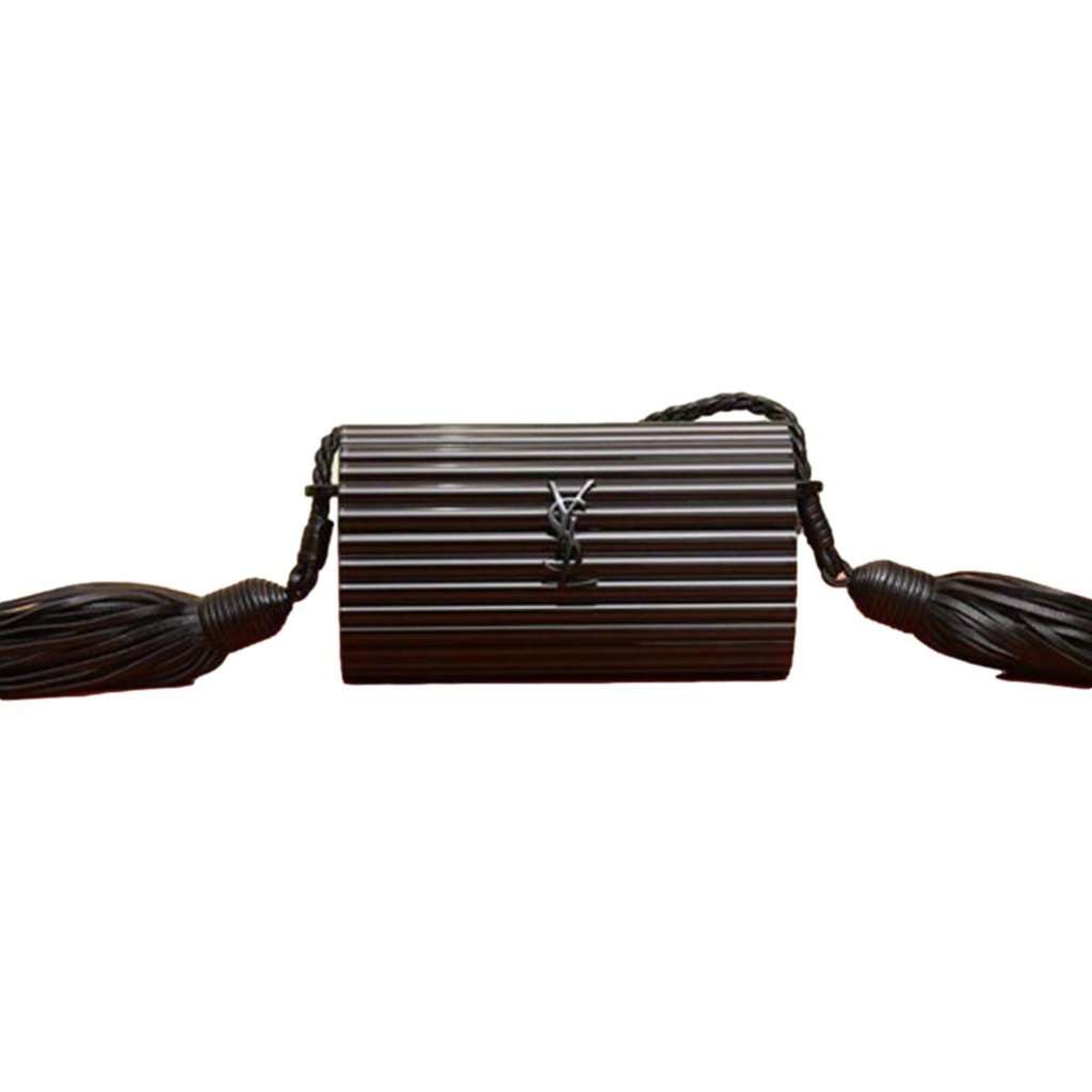 Saint Laurent Saint Laurent Black Plexiglass Minaudiere Opium Box Bag Black Leather Never worn - Model View