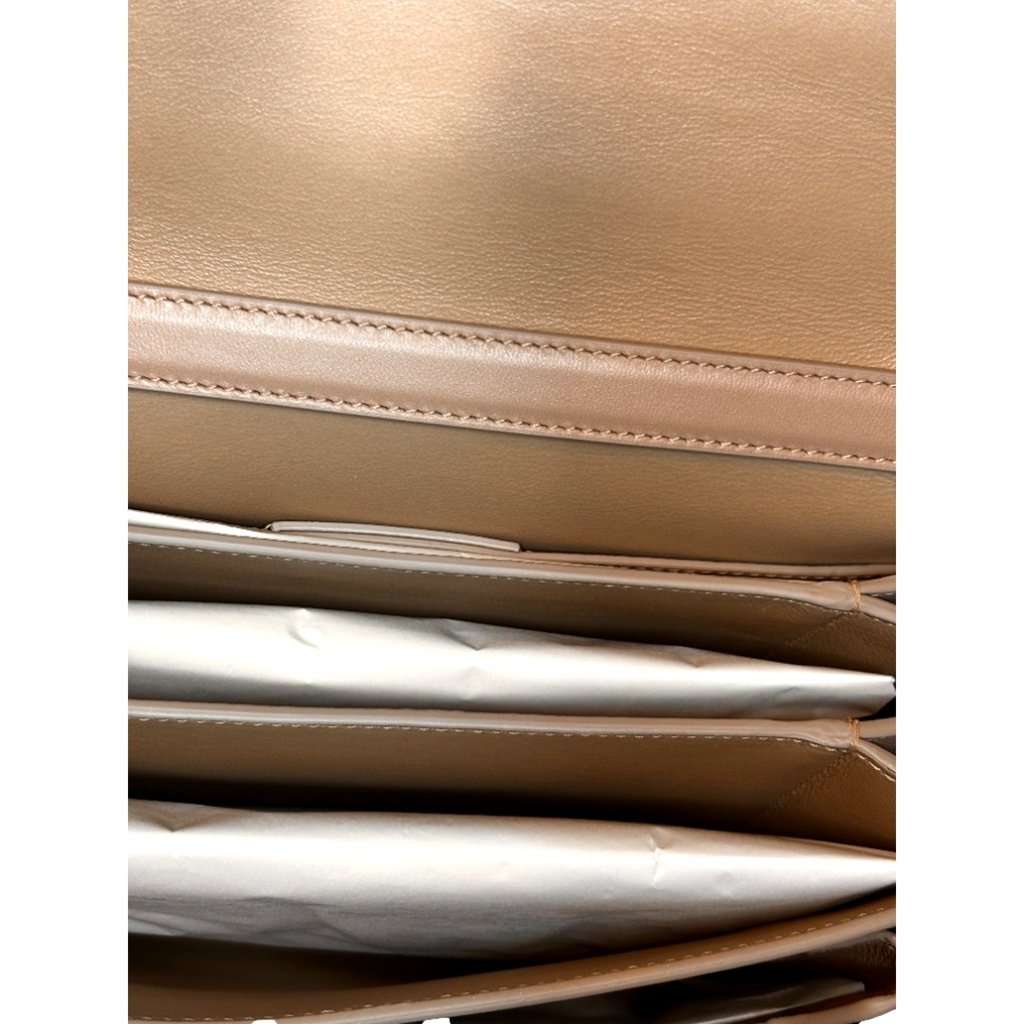 Salvatore Ferragamo Ferragamo Trifolio Soft Leather Flap Crossbody Bag Ameretti Beige Gold Hardware Beige Leather Never worn - Back View