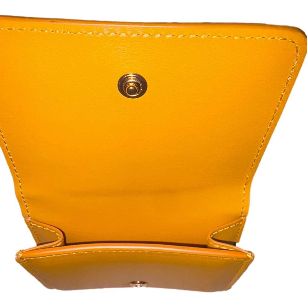 Fendi Fendi FF Cube Embossed Logo Oro Yellow Leather Trifold Yellow Leather Never worn - Box View