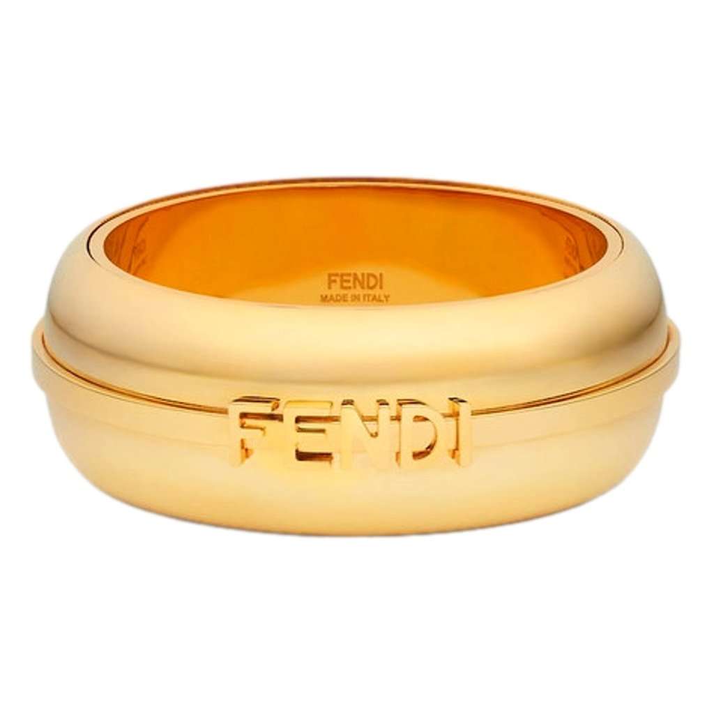 Fendi Fendi Fendigraphy Gold Tone Wide Logo Bangle Bracelet Gold Never worn - Back View