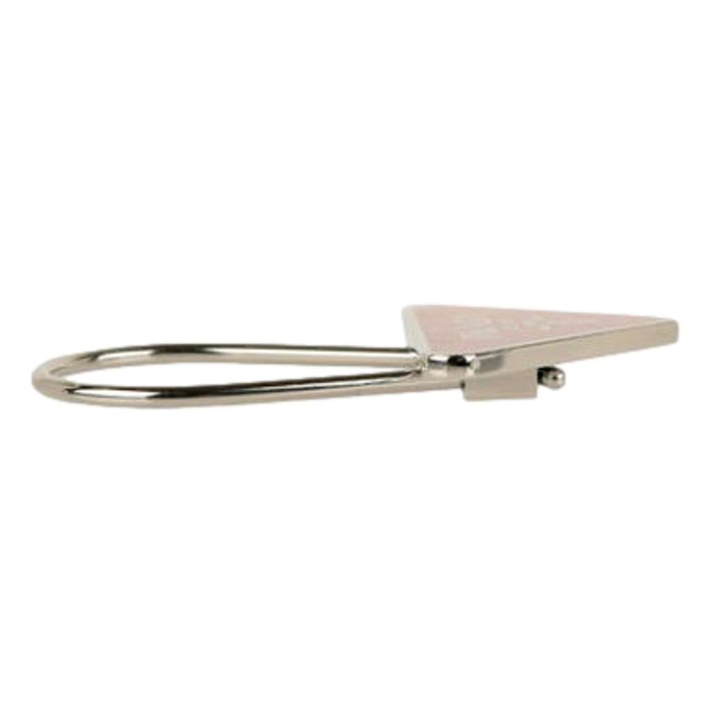 Prada Prada Enameled Metal Key Ring Red and Gold Triangle Logo Purse Charm Red Never worn - Model View
