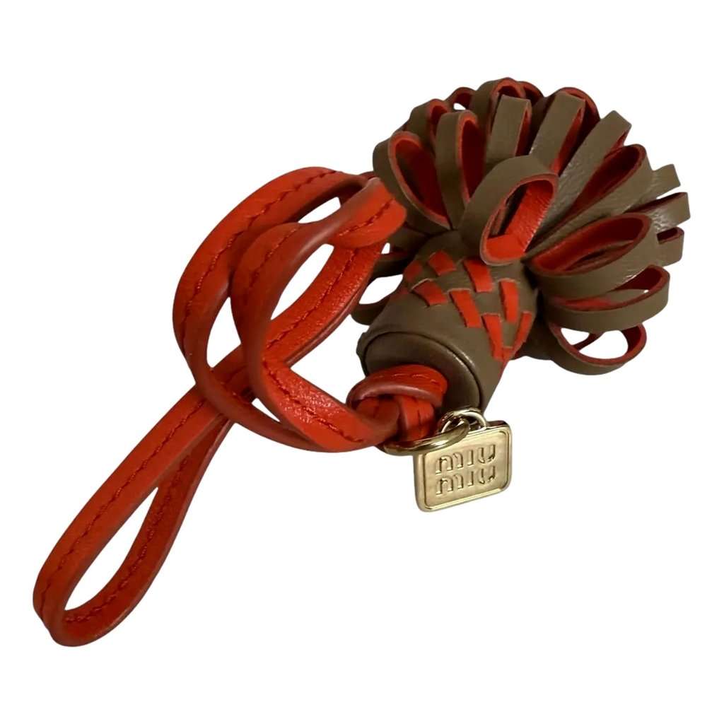Miu Miu Miu Miu Trick Nappa Leather Pompom Bag Charm Brown and Orange Blue Leather Never worn - Back View
