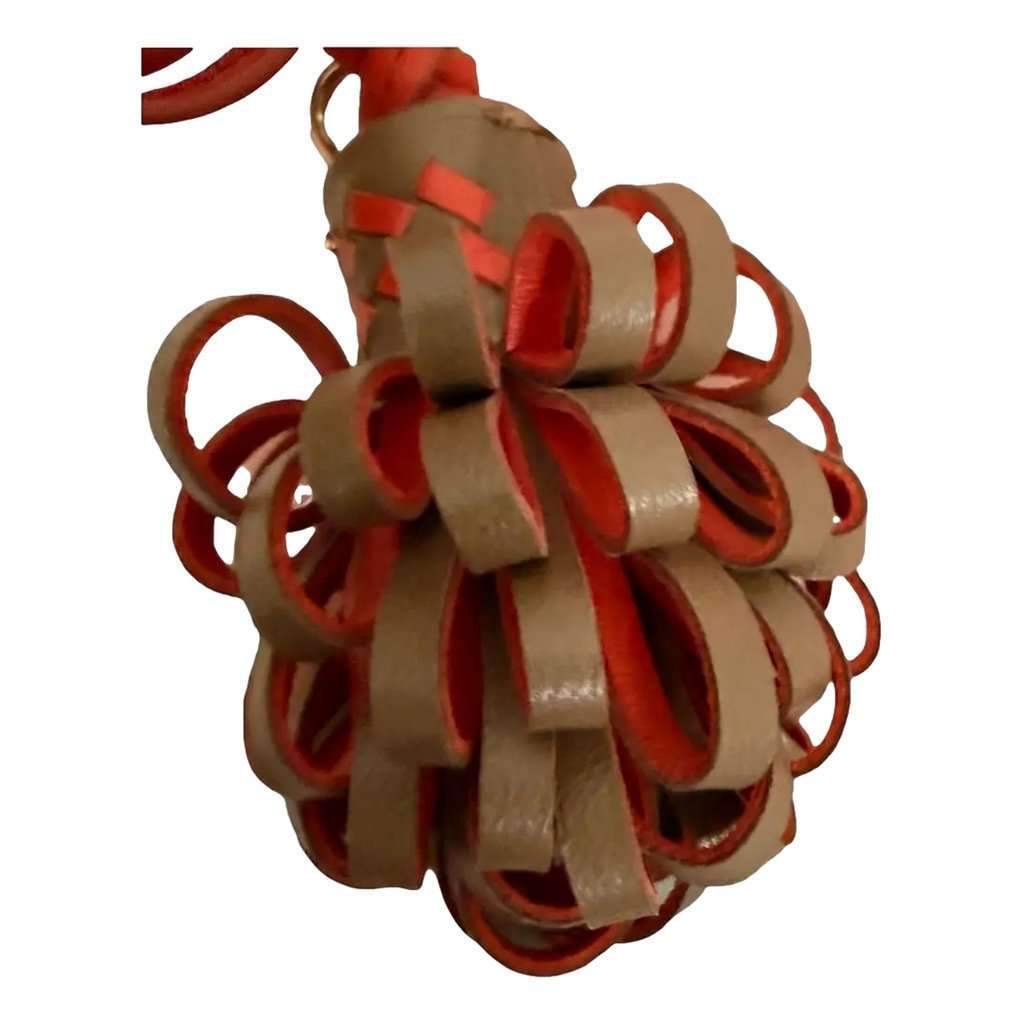 Miu Miu Miu Miu Trick Nappa Leather Pompom Bag Charm Brown and Orange Blue Leather Never worn - Model View