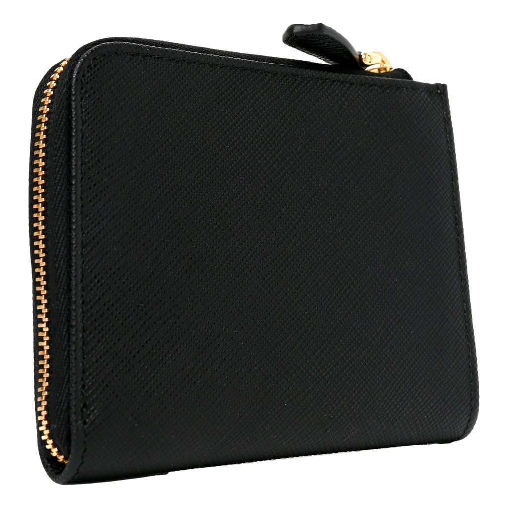 Prada Prada Saffiano Nero Black Triangle Logo Zipper Card Holder Wallet Black Leather Never worn - Back View