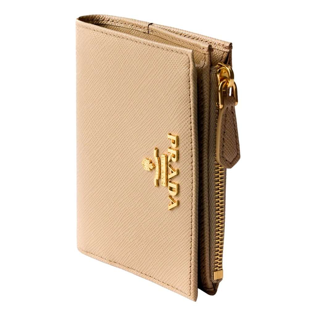 Prada Prada Saffiano Beige Brown Multicolor Snap Bifold Zip Coin Pocket Wallet Brown Leather Never worn - Back View