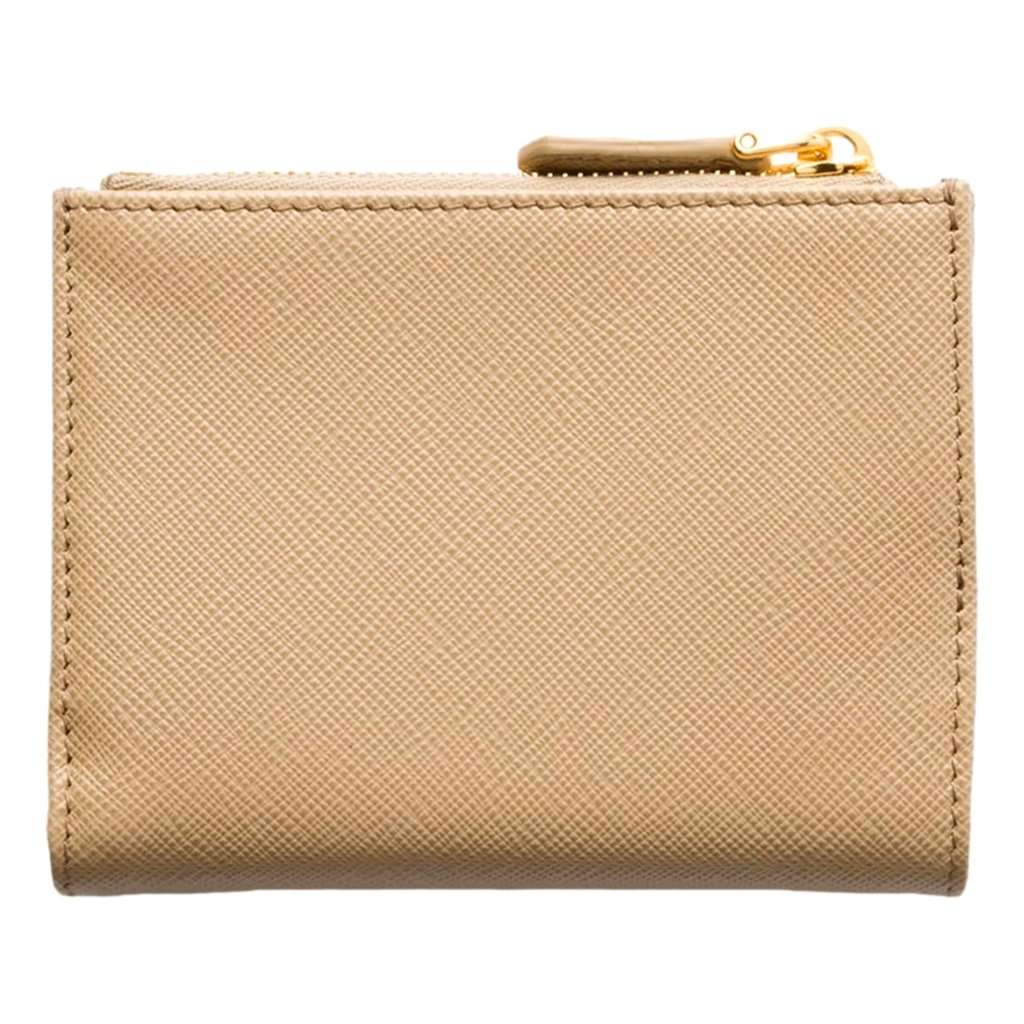 Prada Prada Saffiano Beige Brown Multicolor Snap Bifold Zip Coin Pocket Wallet Brown Leather Never worn - Model View