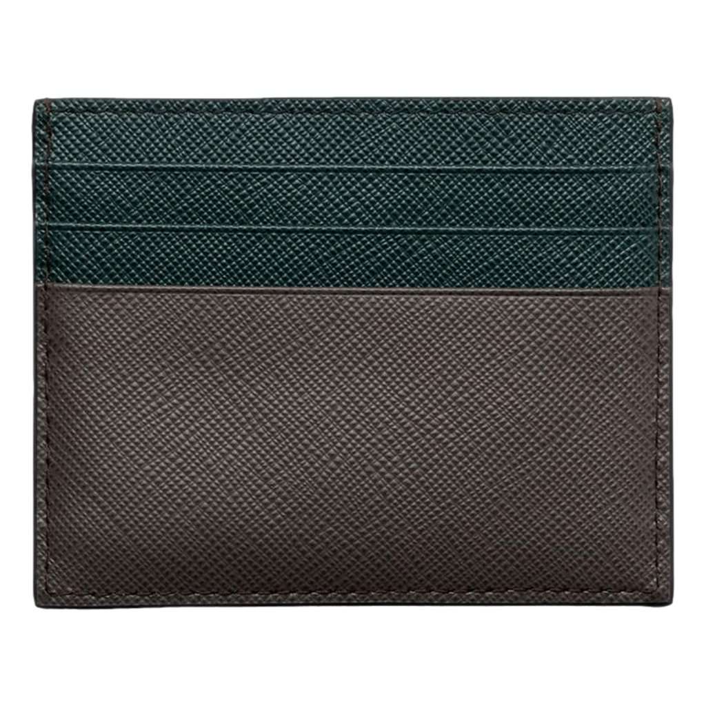 Prada Prada Saffiano Dark Green Gray Leather Small Card Holder Wallet Green Leather Never worn - Back View