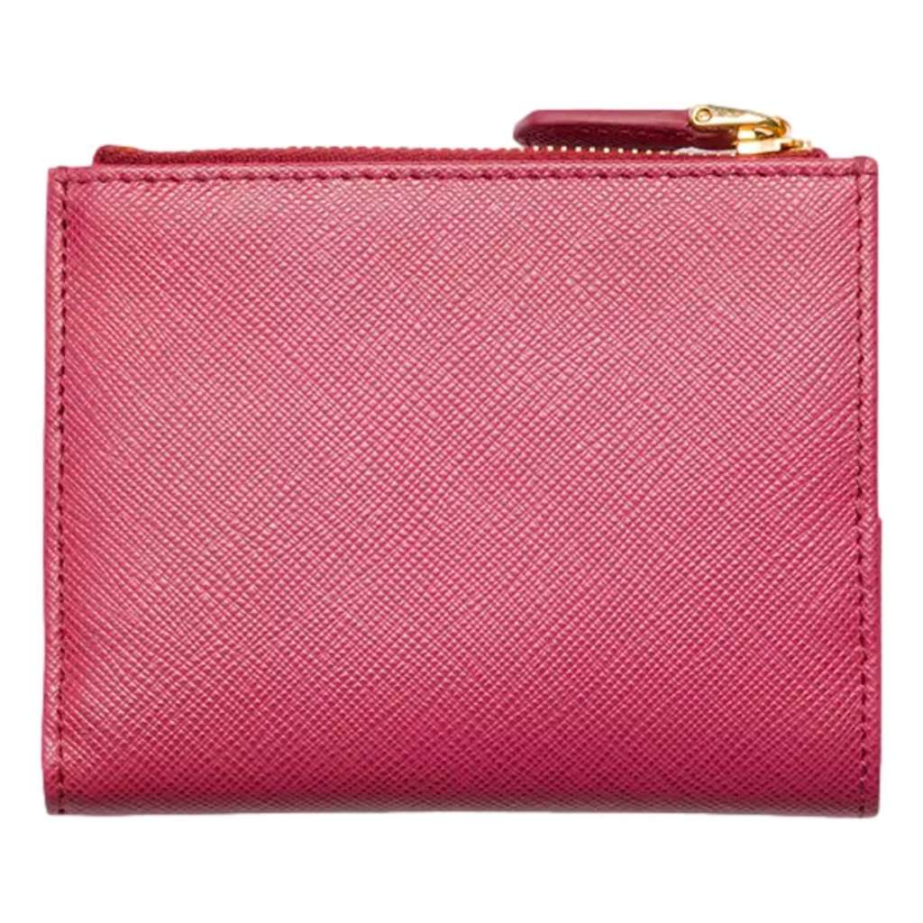 Prada Prada Saffiano Dark Pink Gold Snap Bifold Zip Coin Pocket Wallet Pink Leather Never worn - Inside View