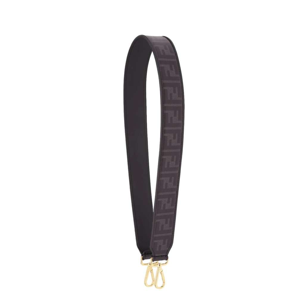Fendi Fendi Strap You Black Glazed Fabric FF Zucca Shoulder Strap Black Leather Never worn - Front View