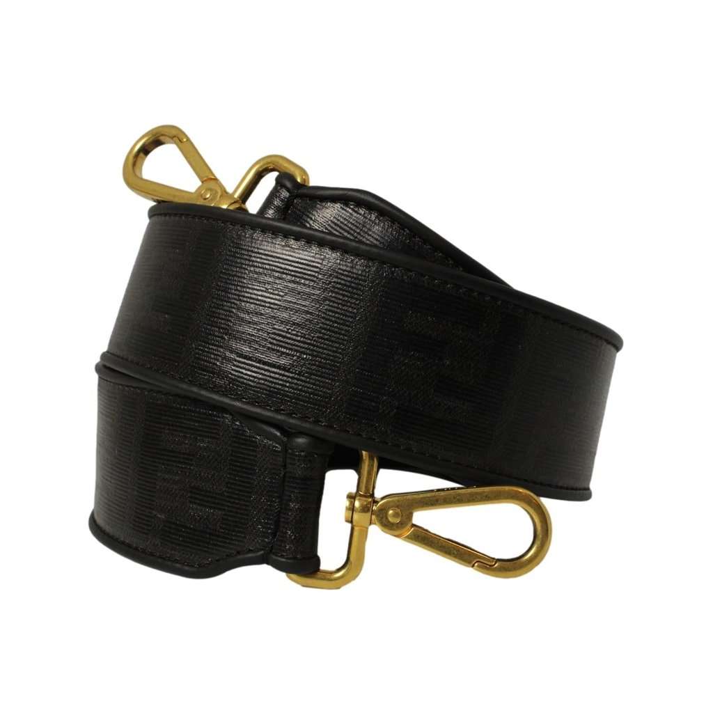 Fendi Fendi Strap You Black Glazed Fabric FF Zucca Shoulder Strap Black Leather Never worn - Back View