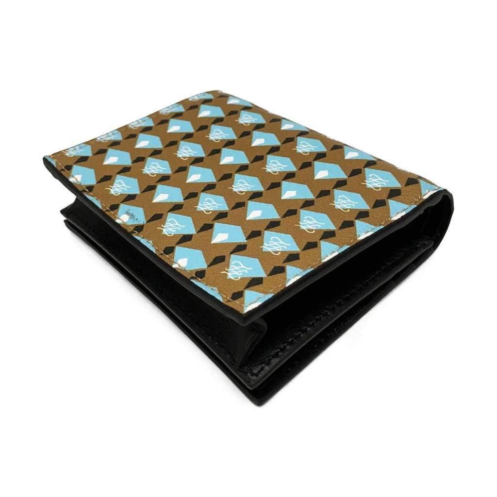 Fendi Fendi Calf Leather F Logo Blue Brown Small Bifold Wallet Brown Leather Never worn - Back View