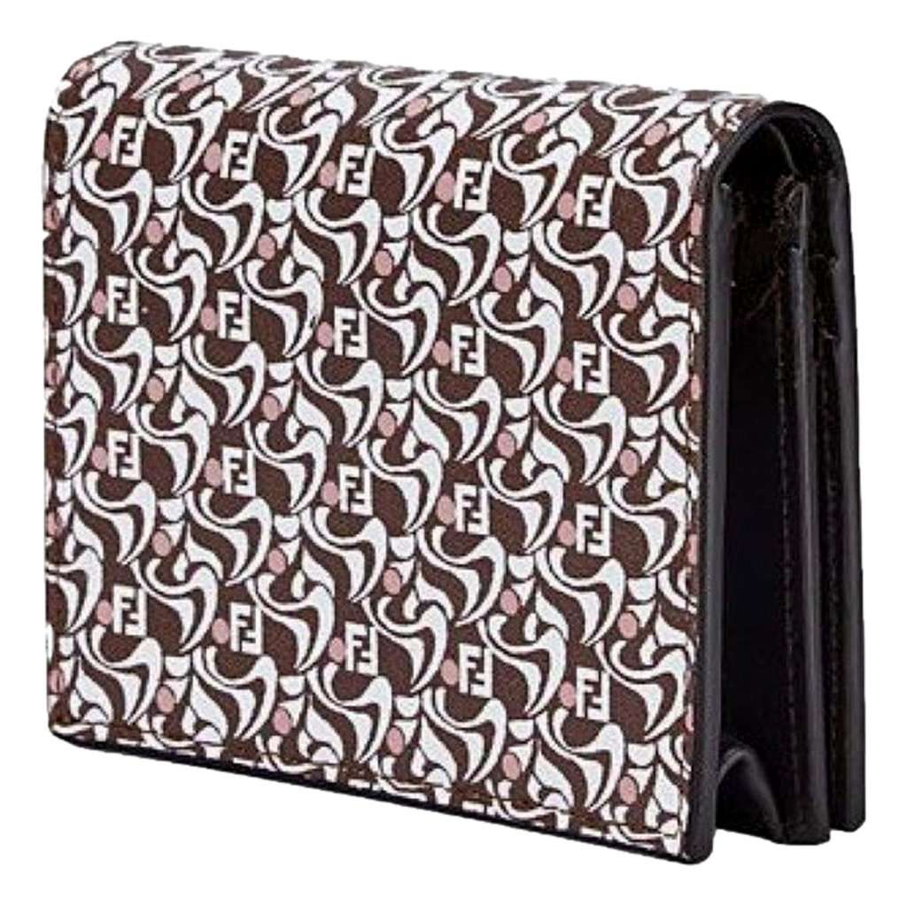 Fendi Fendi Calf Leather F Logo Brown Pink Small Bifold Wallet Pink Leather Never worn - Inside View