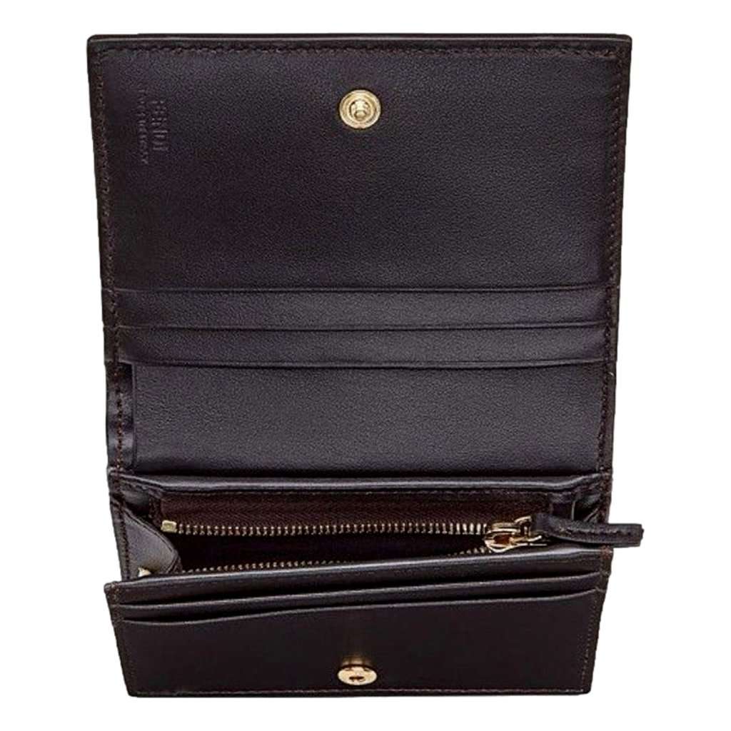 Fendi Fendi Calf Leather F Logo Brown Pink Small Bifold Wallet Pink Leather Never worn - Box View